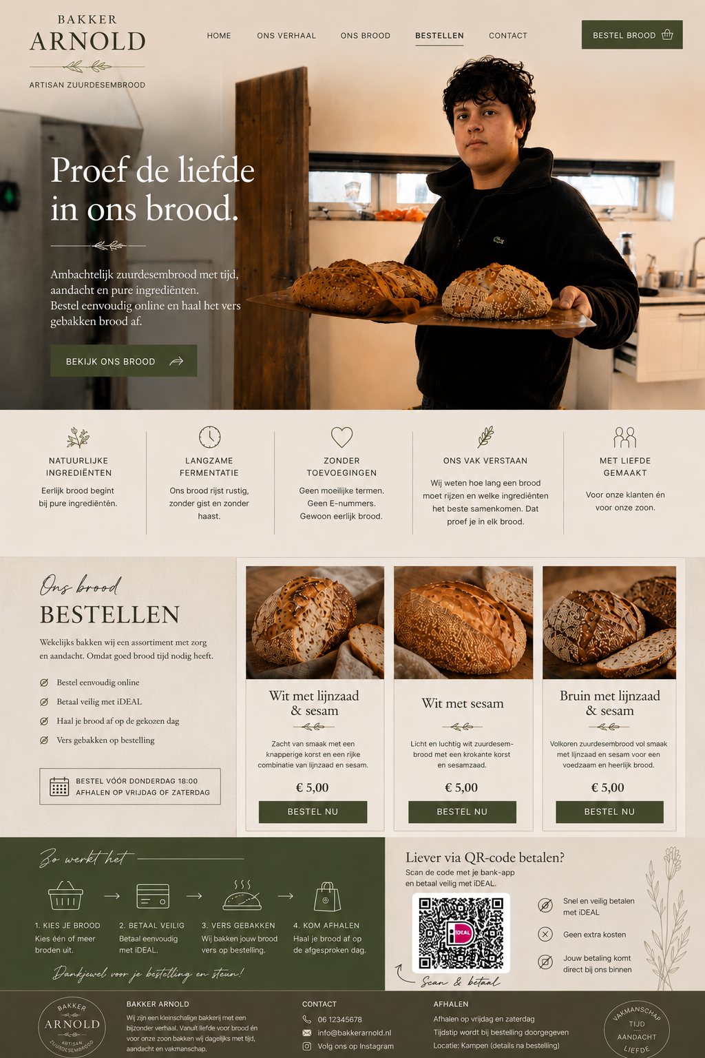 Arnold met vers gebakken zuurdesembrood